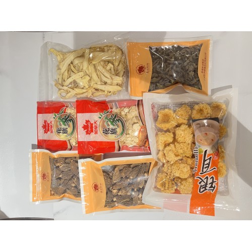 滋潤養生六寶湯料套裝｜羊肚菌 + 加拿大花旗參 + 玉竹 + 椴木銀耳 + 老鼠耳 全家煲湯食材組合